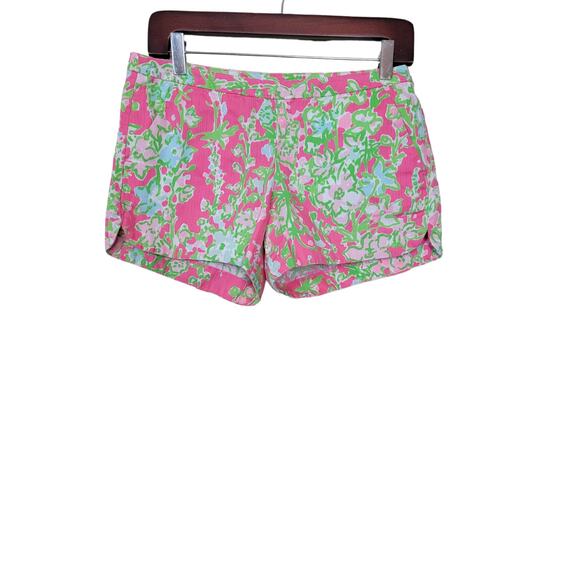 Lilly Pulitzer Adie Shorts Southern Charm Pattern Women's Size 2 Pink Green - Picture 1 of 6